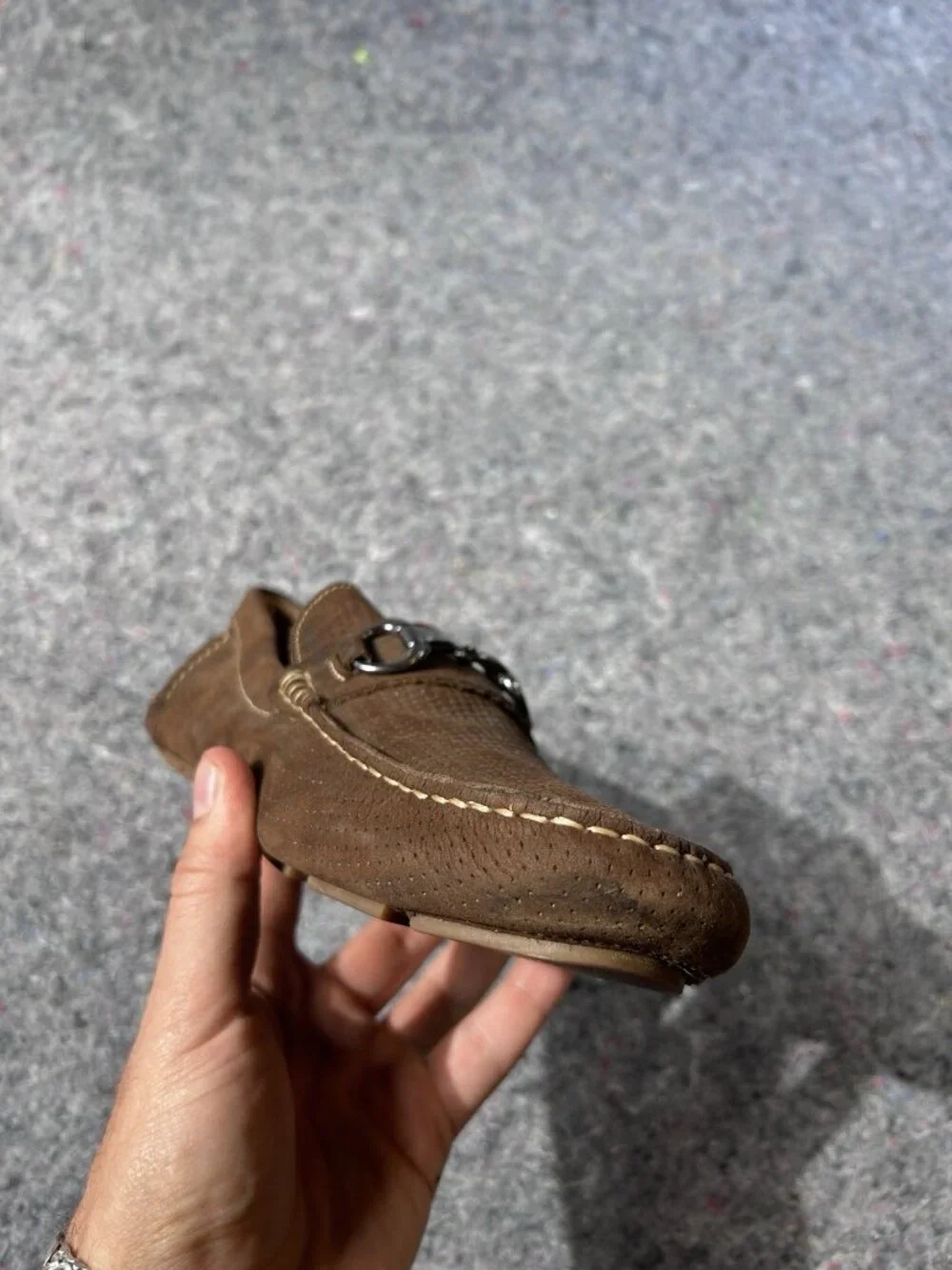 1901 Nordstrom Mens Brown Perforated Suede Horsebit Driving Loafers Size 13